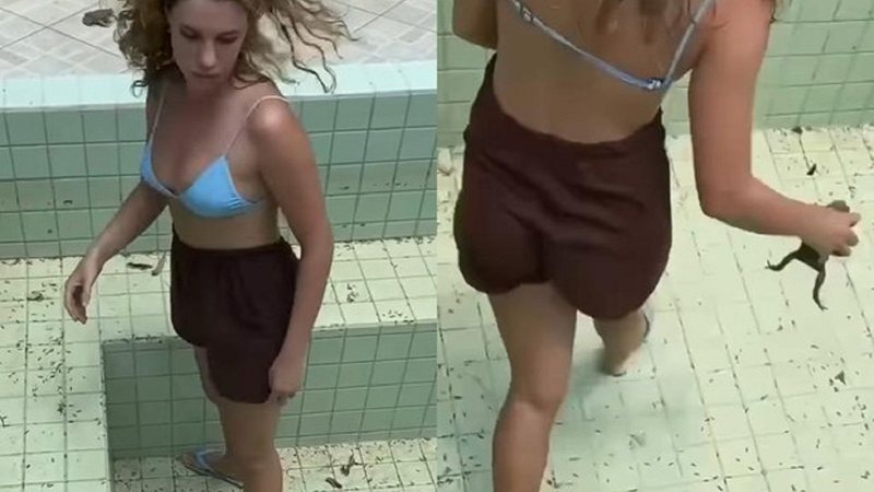 Imagem Bruna Linzmeyer salva sapos presos em piscina sem água: "Heroína dos sapos"