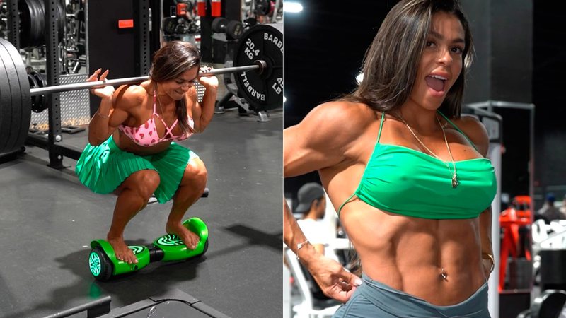 Fafá Araújo, a Mulher-Hulk, levantou peso em hoverboard e surpreendeu internautas - Foto: Reprodução/ Instagram@fafafitness11