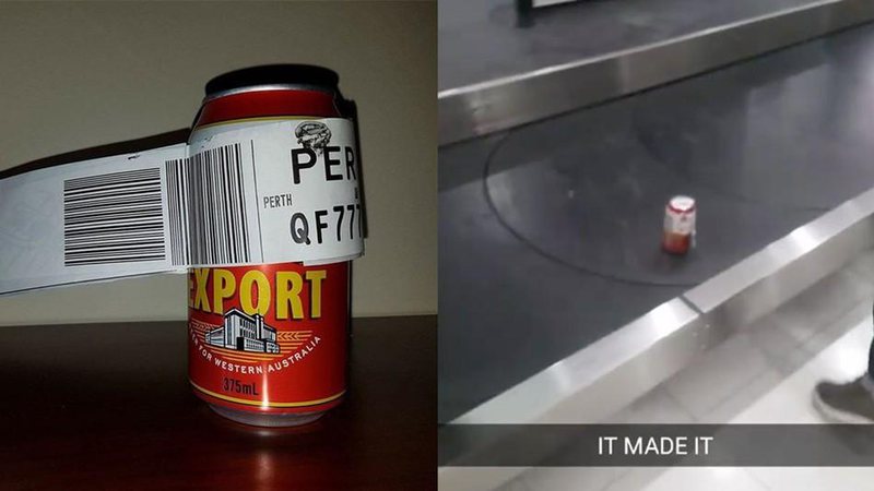 Dean despachou apenas uma lata de cerveja para Perth, na Austrália - Foto: Reprodução/ Facebook