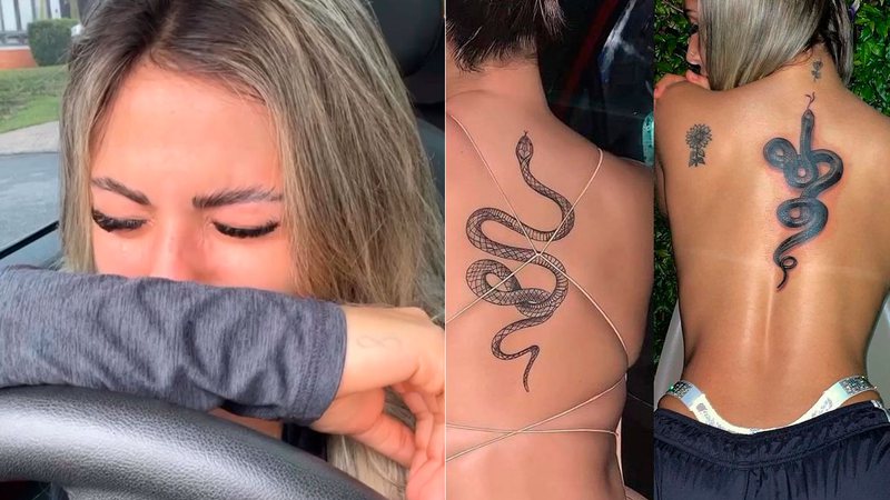 Nathalia Valente chorou ao perceber resultado da tatuagem - Foto: Reprodução/ Instagram@nathaliavalente