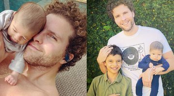 Thiago Fragoso e os filhos, Benjamin, de 9 anos, e Martin, de 3 meses - Foto: Reprodução/Instagram